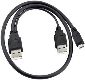 Xiwai Cable USB 2.0 Two Male to Micro USB 5Pin Male Y Cable 80cm for external Hard Disk Drive