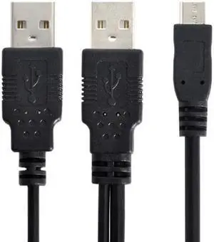 Jimier CY U2-072 USB 2.0 Two Male to Micro USB 5Pin Male Y Cable 80cm for external Hard Disk Drive