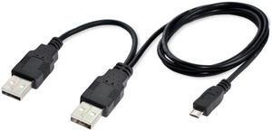 KAIBOXIXI USB 2.0 Two Male to Micro USB 5Pin Male Y Cable 80cm for external Hard Disk Drive