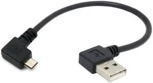 CYSM Right angled 90 Degree Micro USB Male to USB Left Angled Data Charge Cable 0.2m