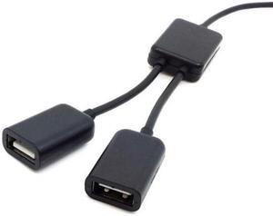 Jimier Cable Black USB 2.0 Dual Ports Hub Cable Bus power For Laptop Macbook Notebook PC & Mouse & Flash Disk