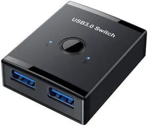 Jimier Cable KVM USB 3.0 Bidirectional Switch Selector 2 to 1 PCs Sharing or 1 to 2 Hub for Keyboard Mouse Scanner Printer