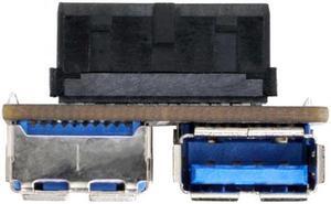 CYSM Dual USB 3.0 A Type Female to Motherboard 20/19 Pin Box Header Slot Adapter PCBA Flat Type