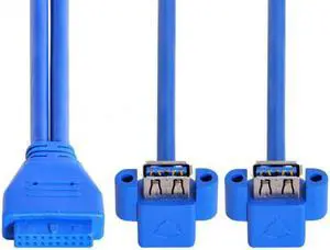 Jimier Cable Up Angled USB 3.0 A Type Dual Female to Motherboard 20Pin 19 Pin Box Header Slot Panel Mount Cable 50cm Jimier Cable Up Angled USB 3.0 A Type Dual Female to Motherboard 20Pin 19 Pin Box Header Slot Panel Mount Cable 50cm