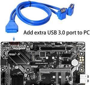 Chenyang Cable Up Angled USB 3.0 A Type Dual Female to Motherboard 20Pin 19 Pin Box Header Slot Panel Mount Cable 50cm