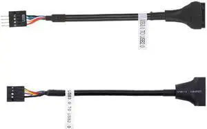 Jimier Cable 2pcs USB 2.0 9Pin to USB 3.0 20pin Housing Header Female Cable Reversible for Motherboard