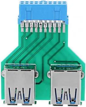 CYSM Dual USB 3.0 A Type Female to Motherboard 20/19 Pin Box Header Slot Adapter PCBA