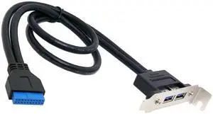 Xiwai Cable Low Profile 80mm Height USB 3.0 Female Back panel to Motherboard 20pin cable with PCI bracket 40cm