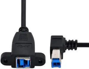 Xiwai Cable USB 3.0 Back Panel Mount B Type Female To Right Angled 90 Degree B Type Male Extension cable 0.5m