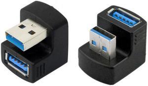 Chenyang U3-099 1 Set UpDown Angled USB 3.0 Adapter A Male to Female Extension 180 Degree 5Gbps