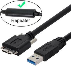HKCY U3-106-8.0M 8m USB 3.0 A Type Repeater Cable Male to Micro USB 3.0 B Male with Mount Panel Screws for Camera
