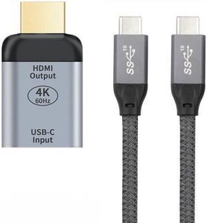 Chenyang UC-012-HDF+UC-124-1.5M 10Gbps 100W Cable USB-C Type C Female Source to HDMI Sink HDTV Adapter 4K 60hz 1080p for TabletPhoneLaptop