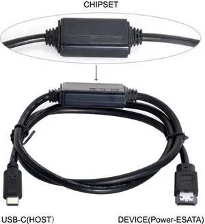 Jimier Cable USB-C Type-C to Power Over eSATA DC5V Adapter USB3.0 to HDD/SSD/ODD eSATAp Converter