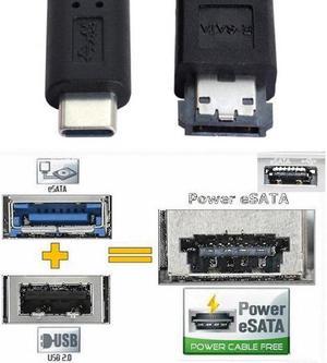 Chenyang Cable USB-C Type-C to Power Over eSATA DC5V Adapter USB3.0 to HDD/SSD/ODD eSATAp Converter