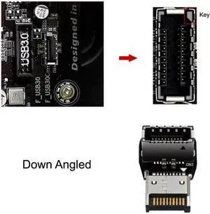 Xiwai Cable 2pcs USB 3.1 Front Panel Header Male to Female Type-E Motherboard Extension Data Adapter