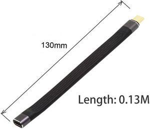 Xiwai Cable 13cm USB4 Extension Cable Slim Flat Male to Female 40Gbps with 100W Charging and 8K@60Hz Compatible with Thunderbolt3/4
