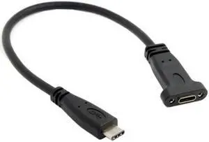 KAIBOXIXI USB-C USB 3.1 Type C Male to Female Extension Data Cable with Panel Mount Screw Hole