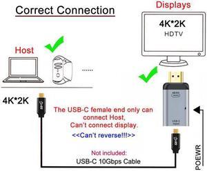 KAIBOXIXI USB-C Type C Female Source to HDMI Sink HDTV & PD Power Adapter 4K 60hz 1080p for Phone & Laptop