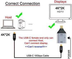 Chenyang Cable 100W 10Gbps Cable & USB-C Type C Female Source to Mini Displayport DP Sink HDTV & PD Power Adapter 4K 60hz 1080p for Phone & Laptop