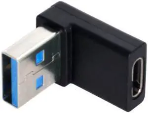 Jimier Cable USB-C Type C Female 90 Degree Down Angled to USB 3.0 A Male Data Adapter for Laptop Desktop
