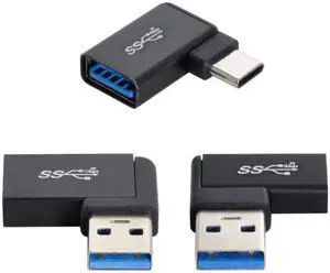 Jimier Cable 3pcs/lot Angled 90 Degree USB 3.1 Type C Male Female to USB3.0 Type A Female OTG Data 10Gbps Adapter