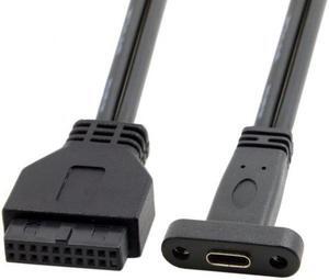CYSM Single Port USB 3.1 Type C USB-C Female to USB 3.0 Motherboard 19pin Header Cable 40cm