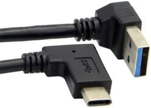 KAIBOXIXI Reversible USB 3.1 USB-C Angled to 90 Degree Down Angled A Male Data Cable for Macbook & Tablet & Mobile Phone