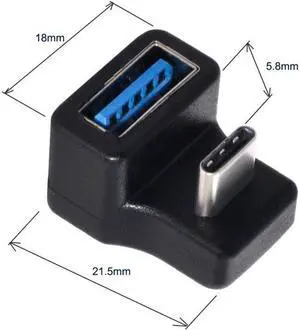 KAIBOXIXI 180 Degree Up & Down Angled Type-C USB-C OTG to USB 3.0 Female Extension Adapter for Cell Phone & Tablet