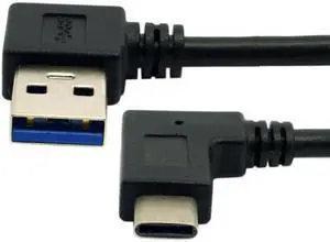 KAIBOXIXI Reversible USB 3.1 USB-C Angled to 90 Degree Left Angled A Male Data Cable for Macbook & Tablet & Mobile Phone