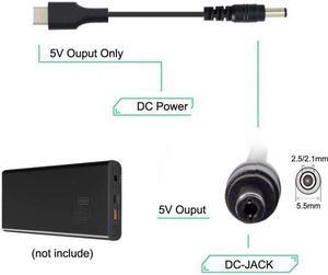 Chenyang Cable USB 3.1 Type C USB-C to 5V DC 5.5 2.5mm Power Plug Extension Charge Cable for Cell Phone 25cm