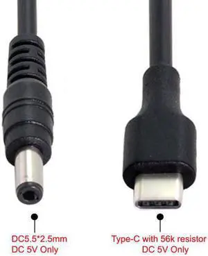 CYSM USB 3.1 Type C USB-C to 5V DC 5.5 2.5mm Power Plug Extension Charge Cable for Cell Phone 25cm