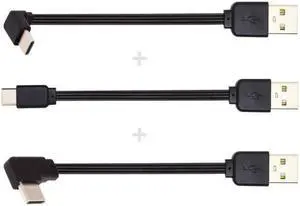 Jimier Cable 3pcs/lot 13cm USB 2.0 Type-A Male to USB-C Type-C Male Angled Data Flat Slim FPC Cable for FPV & Disk & Phone