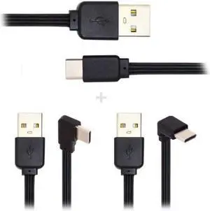 CYSM 3pcs/lot 13cm USB 2.0 Type-A Male to USB-C Type-C Male Angled Data Flat Slim FPC Cable for FPV & Disk & Phone