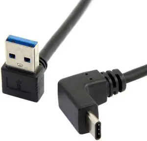KAIBOXIXI USB 3.1 USB-C Up & Down Angled to 90 Degree Down Angled A Male Data Cable for Tablet & Phone