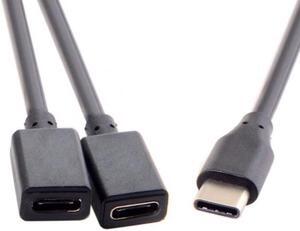 Xiwai Cable Type-C to Dual Ports USB-C Female Hub Cable For Laptop PC & Mouse & Flash Disk