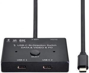 CYSM USB-C Type-C Bi-Direction Switch MST 1 to 2 Hub Support Video Data PD 8K@30hz 100W 10Gbps