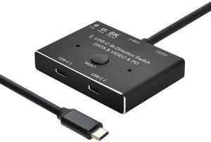 Jimier Cable USB-C Type-C Bi-Direction Switch MST 1 to 2 Hub Support Video Data PD 8K@30hz 100W 10Gbps