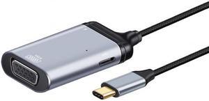 Jimier Cable USB-C Type C to VGA RGB Converter HDTV Adapter 60hz 1080p with Female PD Power Port