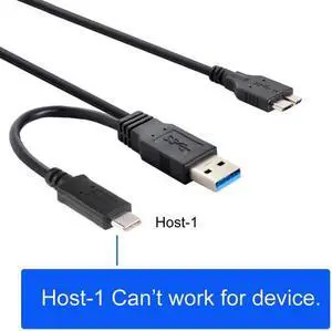 KAIBOXIXI Combo USB-C USB 3.1 Type-C & USB3.0 Type-A Host to Micro USB 3.0 Target Data Cable for Disk