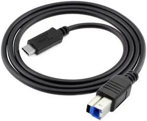 KAIBOXIXI USB-C USB 3.1 Type C Male Connector to USB Standard B Male Data Cable for Apple Macbook & Laptop Black