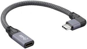 Jimier Cable Left Right Angled USB-C USB 3.1 Type C Male to Female Extension Data Cable with Sleeve for Laptop