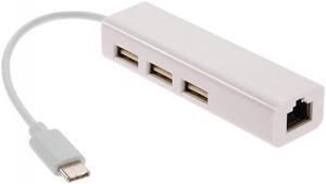 CYSM USB 3.1 Type C USB-C Multiple 3 Ports Hub with Ethernet Network LAN Adapter For Mac & Laptop