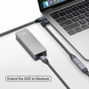 Xiwai Cable Left Right Angled USB-C USB 3.1 Type C Male to Female Extension Data Cable with Sleeve for Laptop