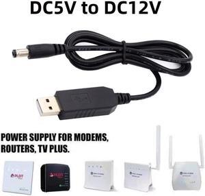 Xiwai USB 2.0 Type-A DC5V to DC12V 5.5x2.1mm 5.5x2.5mm Voltage Riser Boost Power Plug Barrel Connector Cable 100cm
