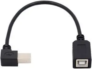 Cablecc USB 2.0 B Type Male to Female Extension Cable Left Angled 90 Degree 20cm for Printer Scanner Disk