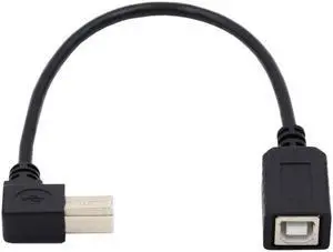 Cablecc USB 2.0 B Type Male to Female Extension Cable Right Angled 90 Degree 20cm for Printer Scanner Disk