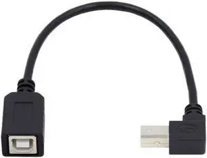 Cablecc USB 2.0 B Type Male to Female Extension Cable Up Angled 90 Degree 20cm for Printer Scanner Disk