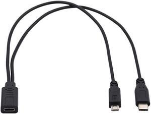 Cablecc Type-C USB-C Female to USB-C Type C USB 3.1 & Micro USB Male Splitter Extension Charge Cable