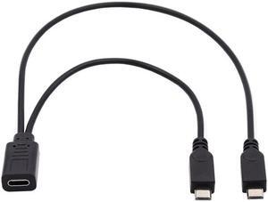Cablecc Type-C USB-C Female DC 5V to Dual Micro USB 5Pin Male Splitter Extension Charge Cable