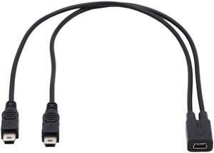 Cablecc Mini USB 2.0 Female DC 5V to Dual Mini USB 5Pin Male Splitter Extension Charge Cable